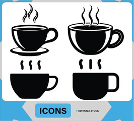 Obraz premium Steaming Coffee Cup Vector Hot Beverage and Tea Cup Design, Hot Coffee Cup with Steam Coffee Lovers Illustration
