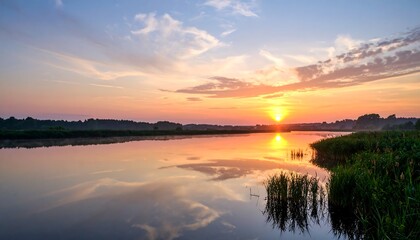 Obraz premium Sunrise over a calm river
