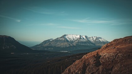 Naklejka premium Scenic vista from a mountain trail on a remote island