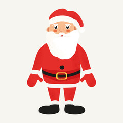 Flat vector illustration with cute Santa Claus. Festive illustration on a white background