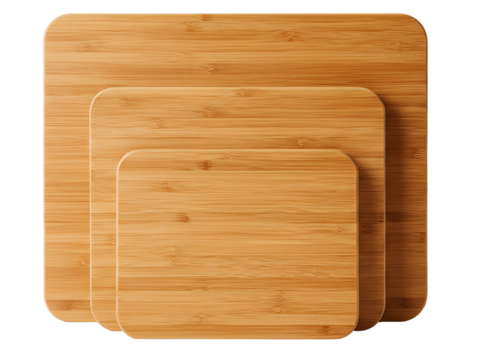 Set of nested wooden cutting boards isolated on transparent background