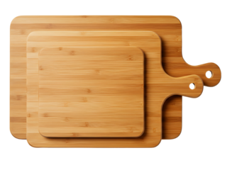Set of nested wooden cutting boards isolated on transparent background