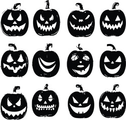Scary and Silly Halloween Pumpkin Face Silhouettes