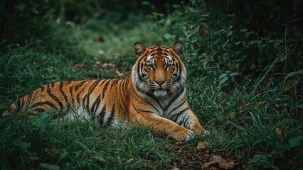 Obraz premium The Feline Reclining by the Tracks