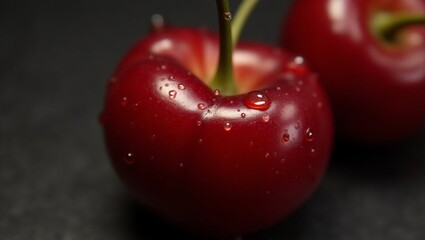 red cherries on black background