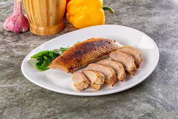Roasted duck breast with slices