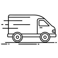 Fast Delivery Truck Icon  Minimal Line Vector,