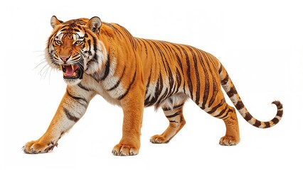Obraz premium A fierce tiger on a clear white backdrop
