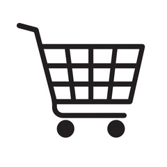 Black Shopping Cart Icon for E-Commerce or Retail Use Isolated on Transparent Background