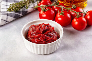 Red organic fresh tomato paste