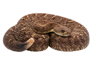 Coiled rattlesnake ready to strike isolated on transparent background