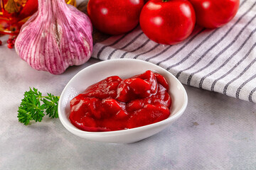 Red spicy tasty tomato ketchup