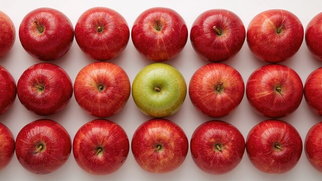 In a lineup of red apples, the green apple is the exception