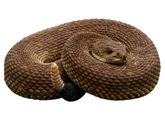 Coiled rattlesnake ready to strike isolated on transparent background