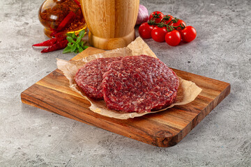 Raw beef burger cutlet for grill