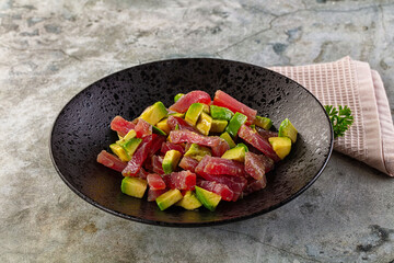 Delicous tuna with avocado salad