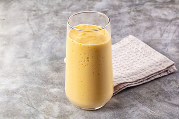 Sweet mango smoothie dessert glass