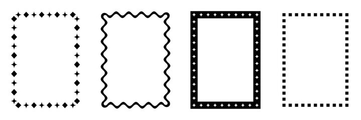 Geometric Decorative Borders Collection. Set of border designs for cards, invitation, poster, cover. 