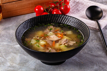 Chicken homemade soup with potato
