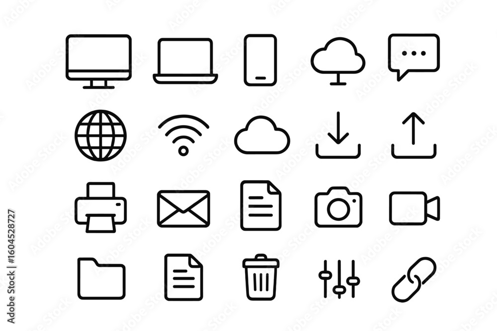 Poster minimal line icon set for digital and print use as editable vector graphics with transparent backgro