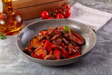 Roasted beef meat with vegetables