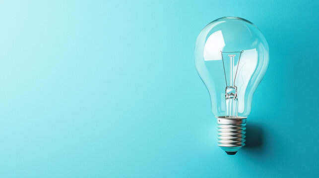 A single light bulb against a blue background. The bulb concept of energy and illumination. The image emphasizes the simplicity and functionality of the light source.