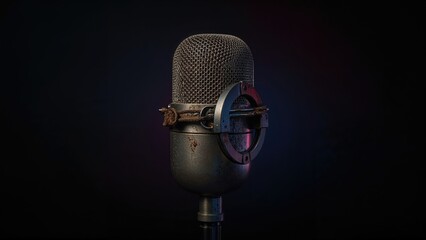 Symbolic image of restricted press freedom with microphone in restraints