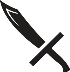 Swords in flat style and silhouettes isolated on white background. Icon set of ancient swords. Vector illustration. Medieval swords. Japanese sword katana. 
