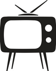 Old tv black and white silhouette, television silhouette vector, tv icon symbol. vector illustration
