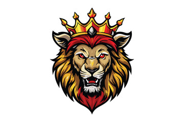 Lion with Crown Esports Logo for T-shirt Design - Royal Gaming Mascot