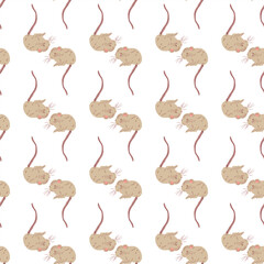 Whimsical Forest Seamless Vector Pattern with Mushrooms, Leaves and Woodland Animals