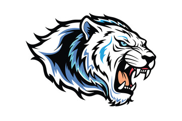Roaring White Tiger Esports Logo for T-shirt Design - Icy Blue Mascot Emblem