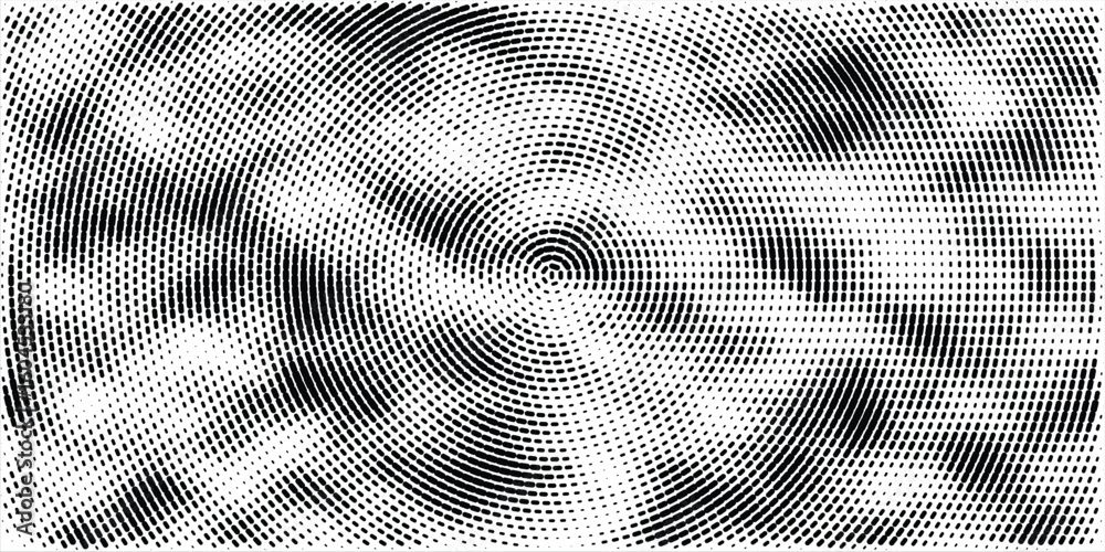 Fototapete Halftone gradient explosion pattern. Abstract halftone vector dots background. Fireworks dots pattern. Pop Art, Comic small dots.