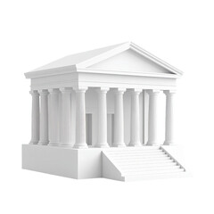 Obraz premium Clean 3D Render of a Classical White Building with Columns, Isolated on Black Background.