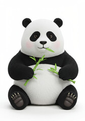 Adorable 3D Rendered Panda Cub Enjoying Fresh Bamboo Shoots  Happy, Playful Mood. © Faruk