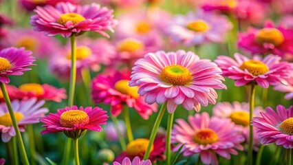 Red and yellow blossoms and pink flowers flourish in the summer garden, showcasing nature's vibrant beauty