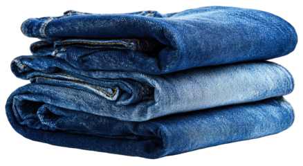 Stack of folded blue jeans