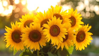 Obraz premium Bouquet of sunflowers in sunlight