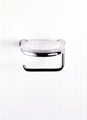 Still life of soap dish, bathroom accessories, on a white background