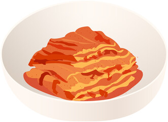 red cabbage kimchi Korean food illustration 