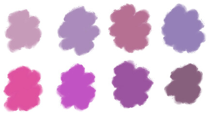 Purple Watercolor Swatches Set Isolated on White Background hand painted brush strokes abstract