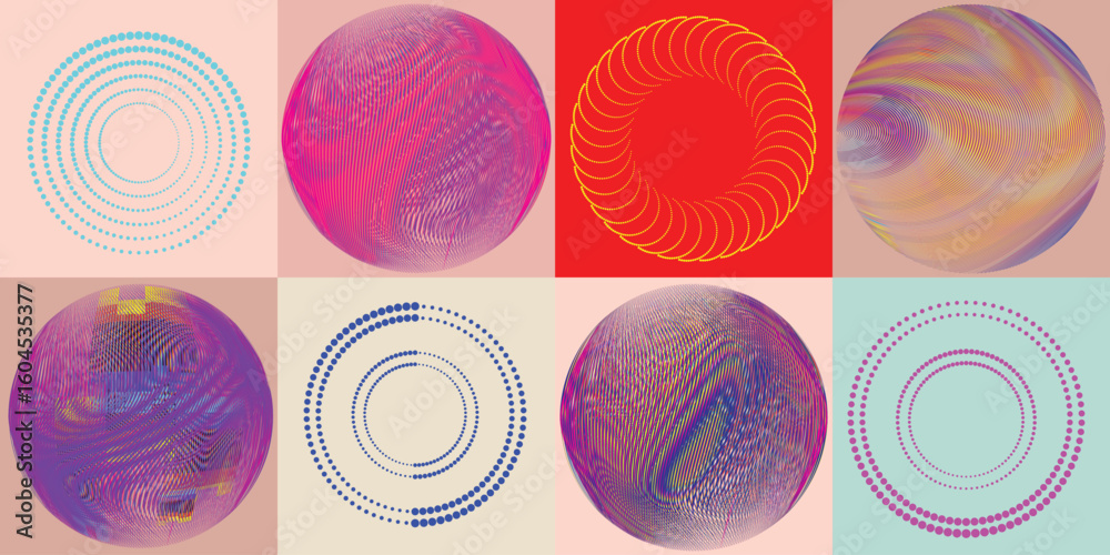 Fototapete lines and dots in circle form .rotate rounded shape vector .rotating dots form a circle .rotating an