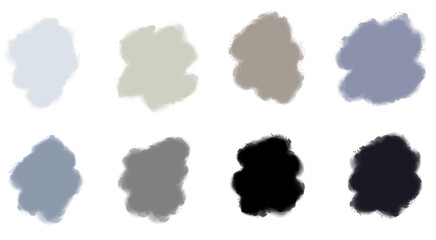 Watercolor Smudges: Light to Dark Gray and Blue Shades hand painted brush strokes