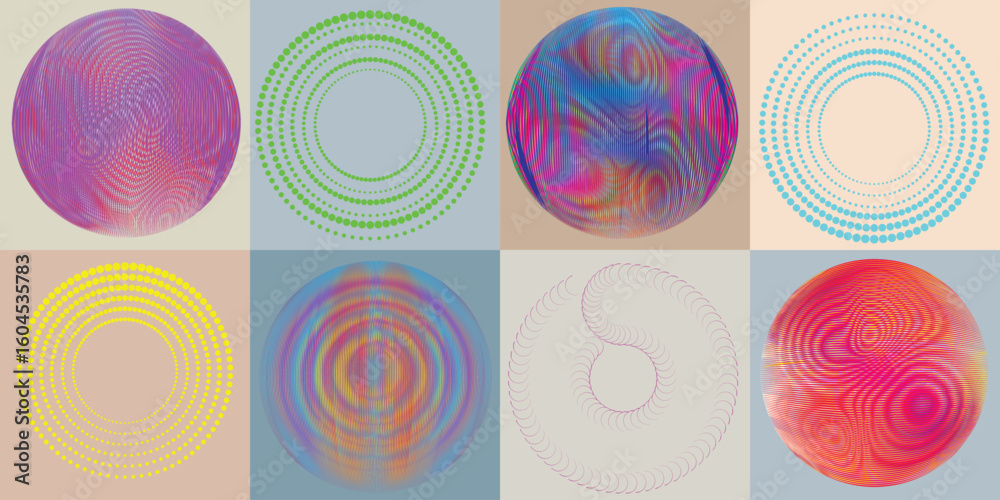 Fototapete lines and dots in circle form .rotate rounded shape vector .rotating dots form a circle .rotating an