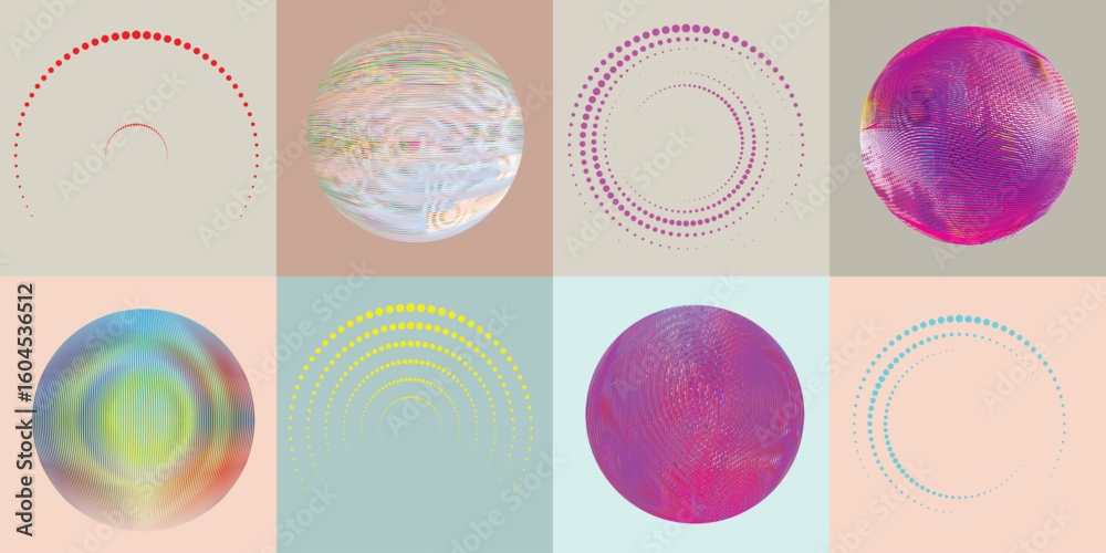 Fototapete lines and dots in circle form .rotate rounded shape vector .rotating dots form a circle .rotating an