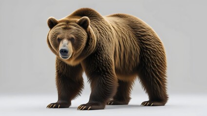 Obraz premium Grizzly Bear Standing on White Background