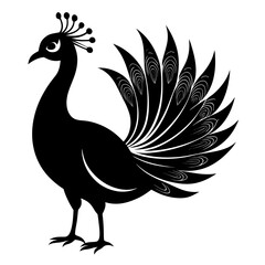 Peacock Silhouette with Spread Tail