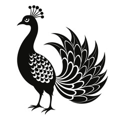 Peacock Silhouette with Spread Tail