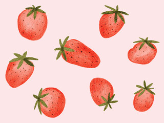 Watercolor Vectorized Illustration of Strawberries on Different Shapes