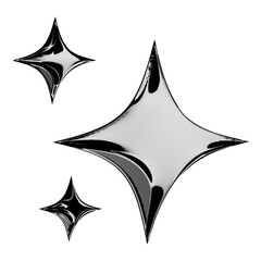 3D sparkles emoji icon, shiny flashes of three cluster star yellow vector illustration